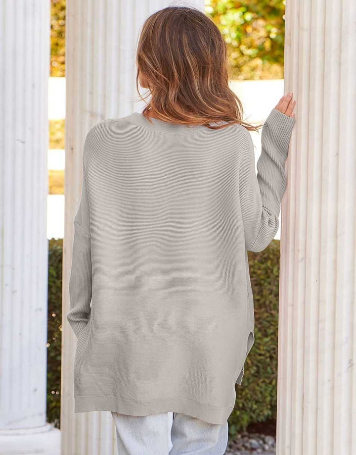 Anrabess Oversized High Low Hem Knit Tunic Pullover Sweater Tops