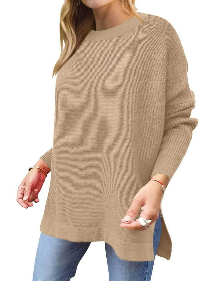 Anrabess Oversized High Low Hem Knit Tunic Pullover Sweater Tops