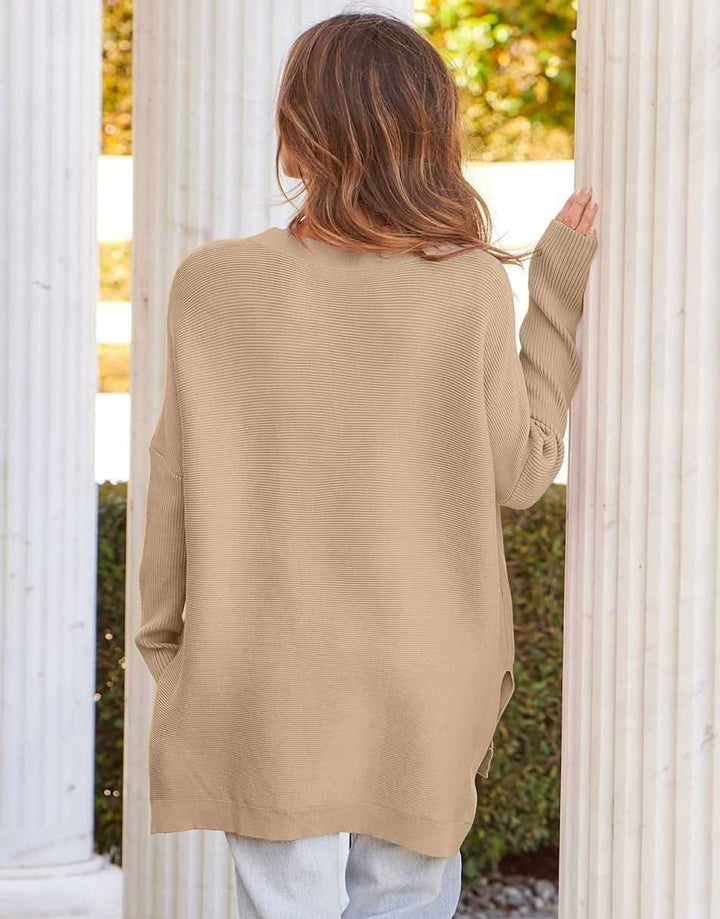 Anrabess Oversized High Low Hem Knit Tunic Pullover Sweater Tops