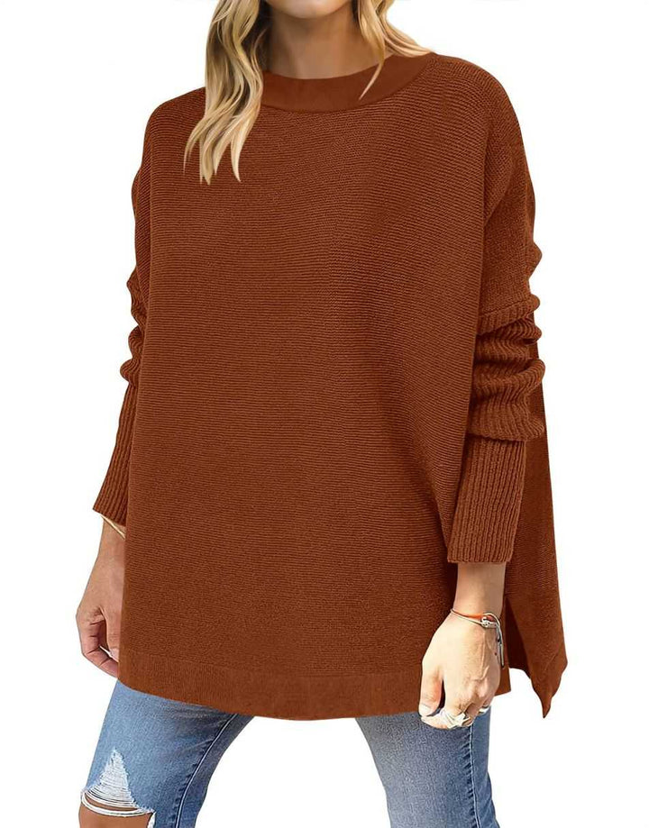 Anrabess Oversized High Low Hem Knit Tunic Pullover Sweater Tops