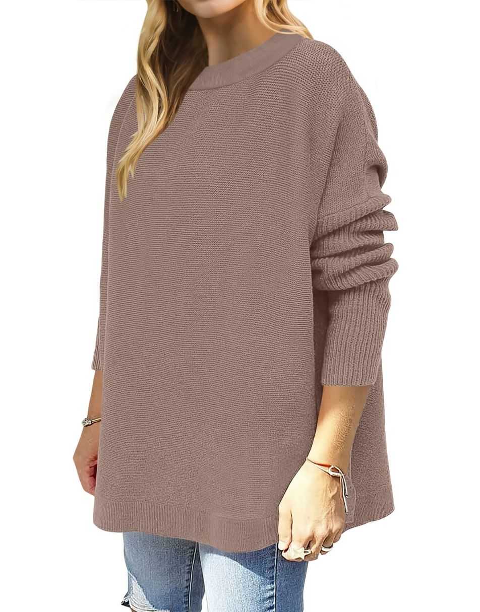 Anrabess Oversized High Low Hem Knit Tunic Pullover Sweater Tops