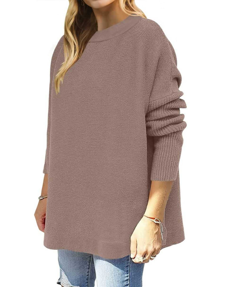 Anrabess Oversized High Low Hem Knit Tunic Pullover Sweater Tops
