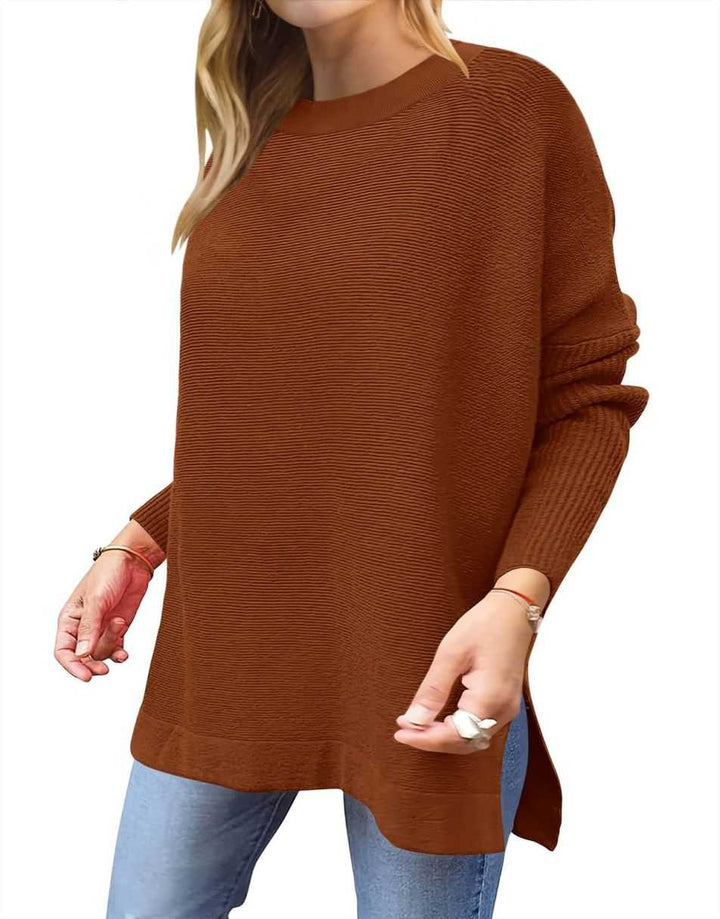 Anrabess Oversized High Low Hem Knit Tunic Pullover Sweater Tops