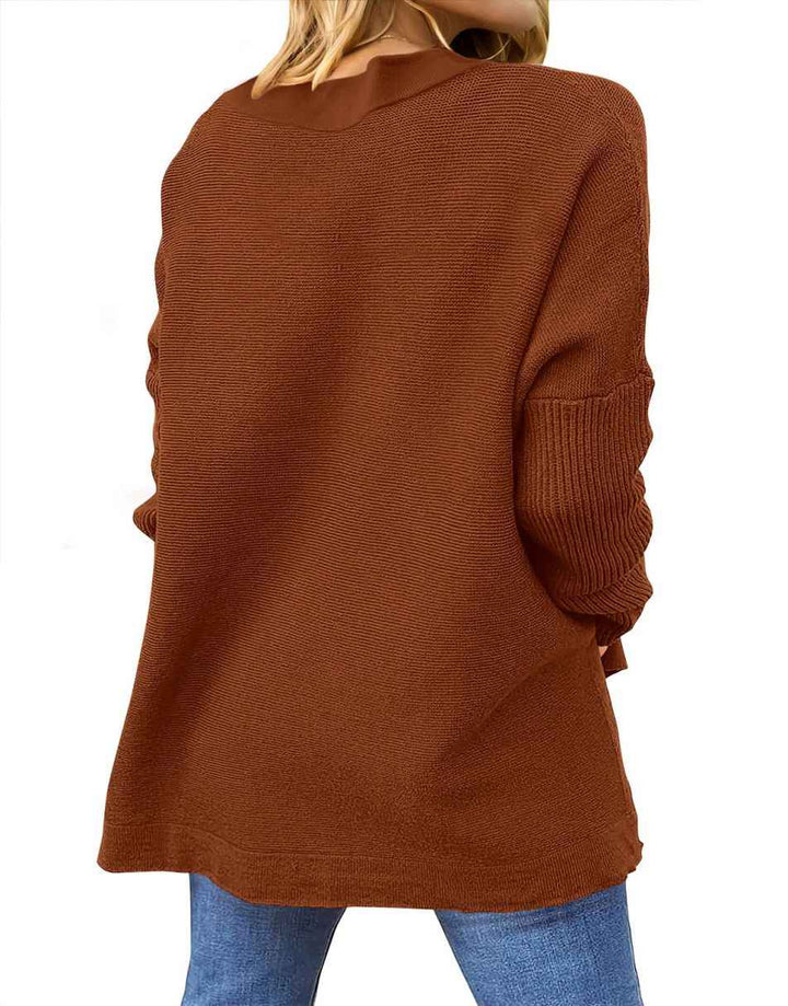 Anrabess Oversized High Low Hem Knit Tunic Pullover Sweater Tops