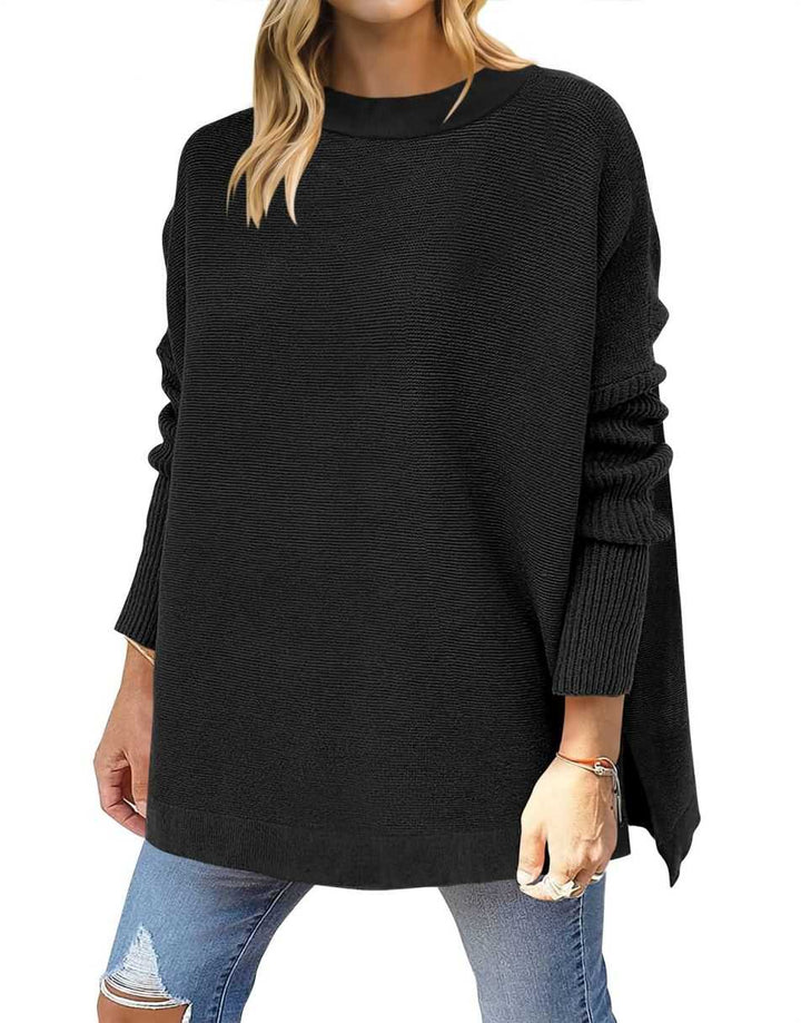 Anrabess Oversized High Low Hem Knit Tunic Pullover Sweater Tops