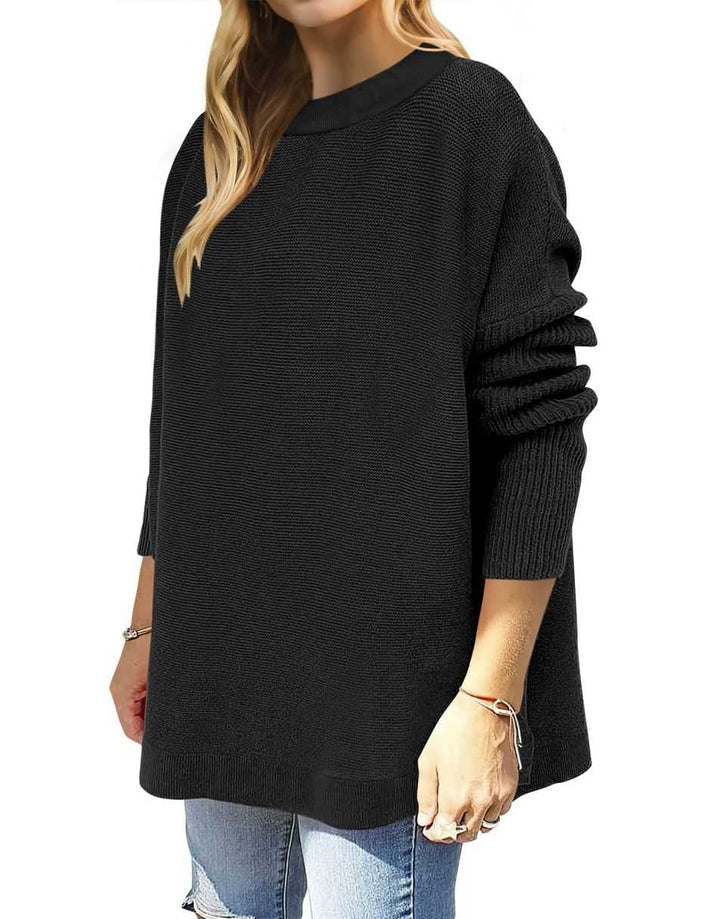 Anrabess Oversized High Low Hem Knit Tunic Pullover Sweater Tops