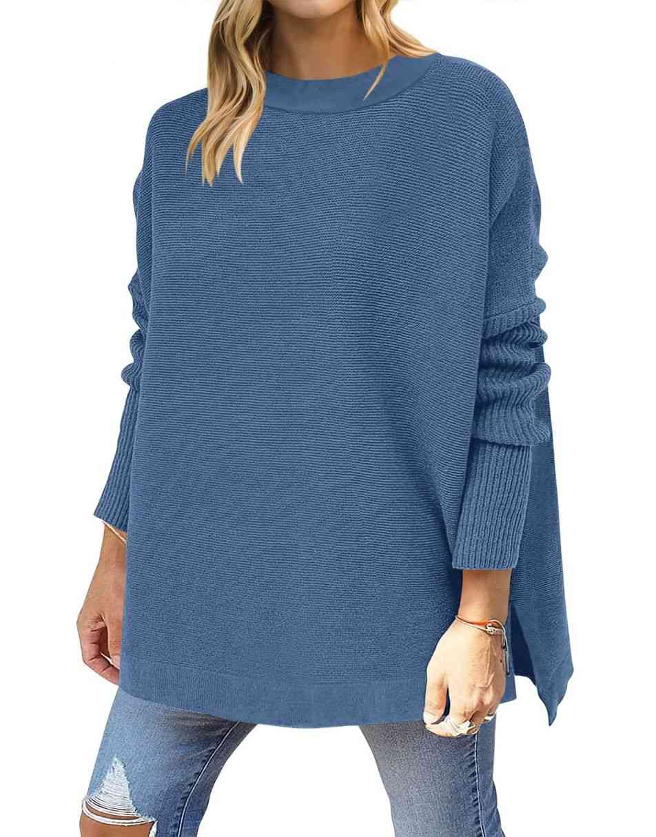 Anrabess Oversized High Low Hem Knit Tunic Pullover Sweater Tops
