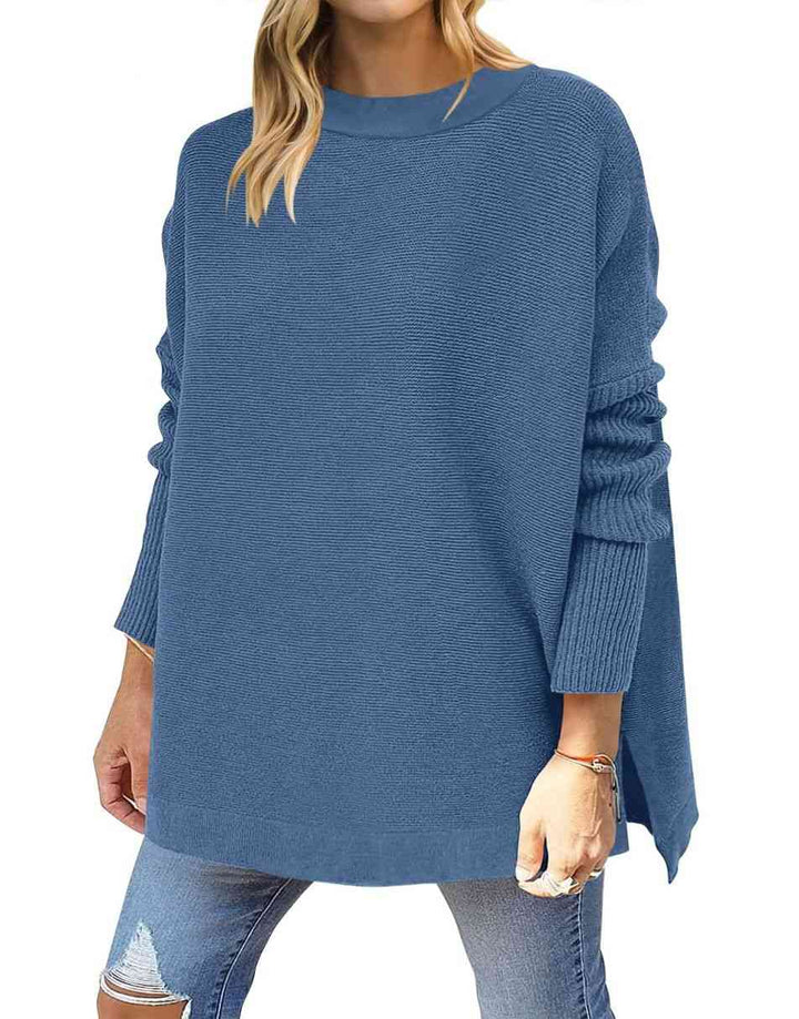 Anrabess Oversized High Low Hem Knit Tunic Pullover Sweater Tops