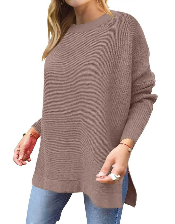 Anrabess Oversized High Low Hem Knit Tunic Pullover Sweater Tops