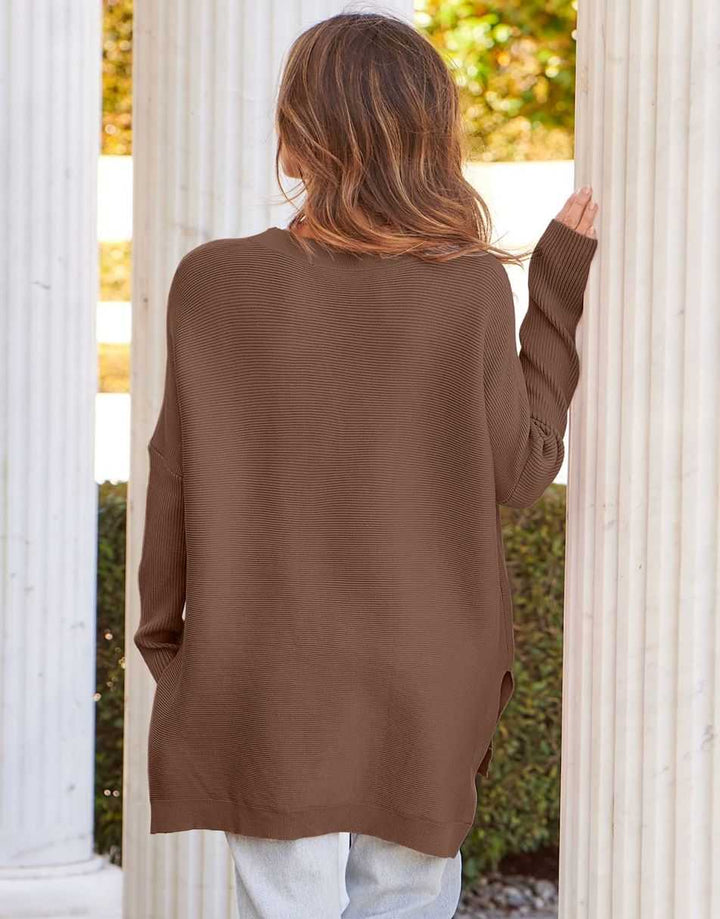 Anrabess Oversized High Low Hem Knit Tunic Pullover Sweater Tops