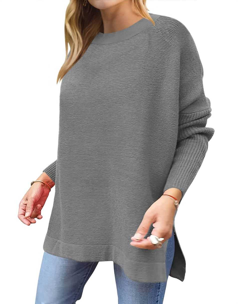 Anrabess Oversized High Low Hem Knit Tunic Pullover Sweater Tops