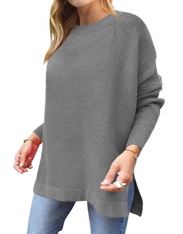 Anrabess Oversized High Low Hem Knit Tunic Pullover Sweater Tops