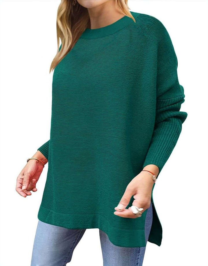 Anrabess Oversized High Low Hem Knit Tunic Pullover Sweater Tops