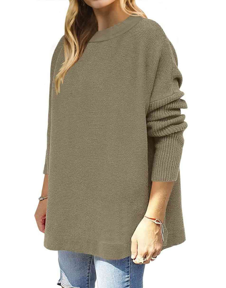 Anrabess Oversized High Low Hem Knit Tunic Pullover Sweater Tops