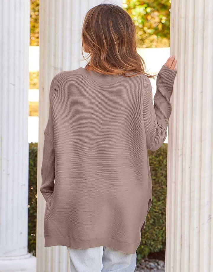 Anrabess Oversized High Low Hem Knit Tunic Pullover Sweater Tops