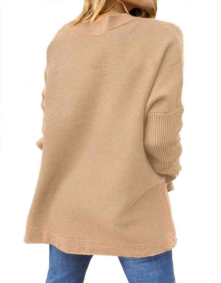 Anrabess Oversized High Low Hem Knit Tunic Pullover Sweater Tops