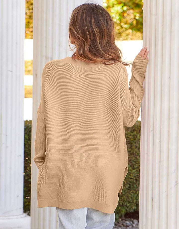 Anrabess Oversized High Low Hem Knit Tunic Pullover Sweater Tops