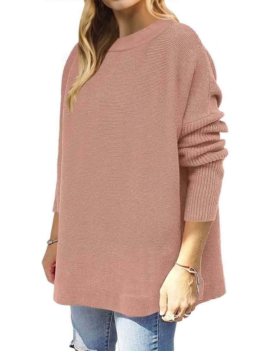 Anrabess Oversized High Low Hem Knit Tunic Pullover Sweater Tops