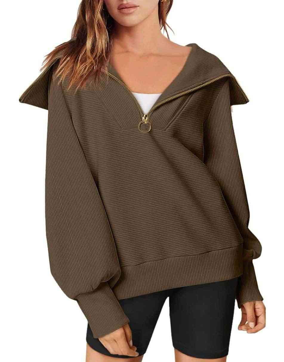 ANRABESS Womens 2023 Fall Fashion Oversized Quarter Zip Pullover Sweatshirts Hoodie for Teen Girls Trendy Y2K Clothes