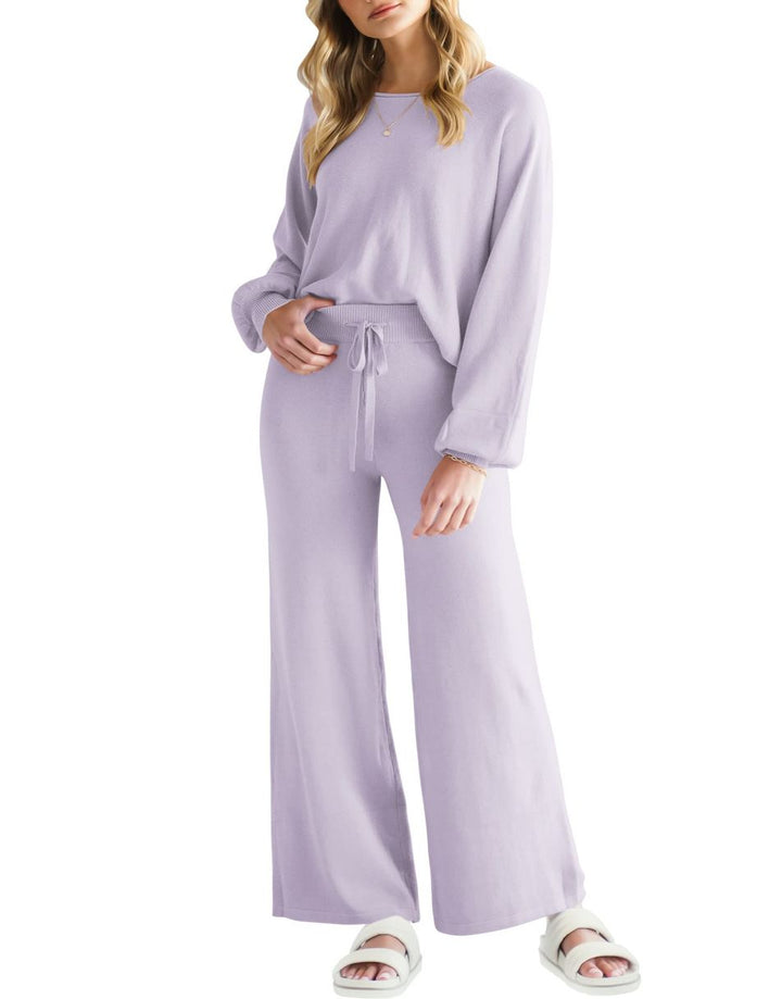 Anrabess Sweatsuit Crop Top with Wide Leg Pants  Sets