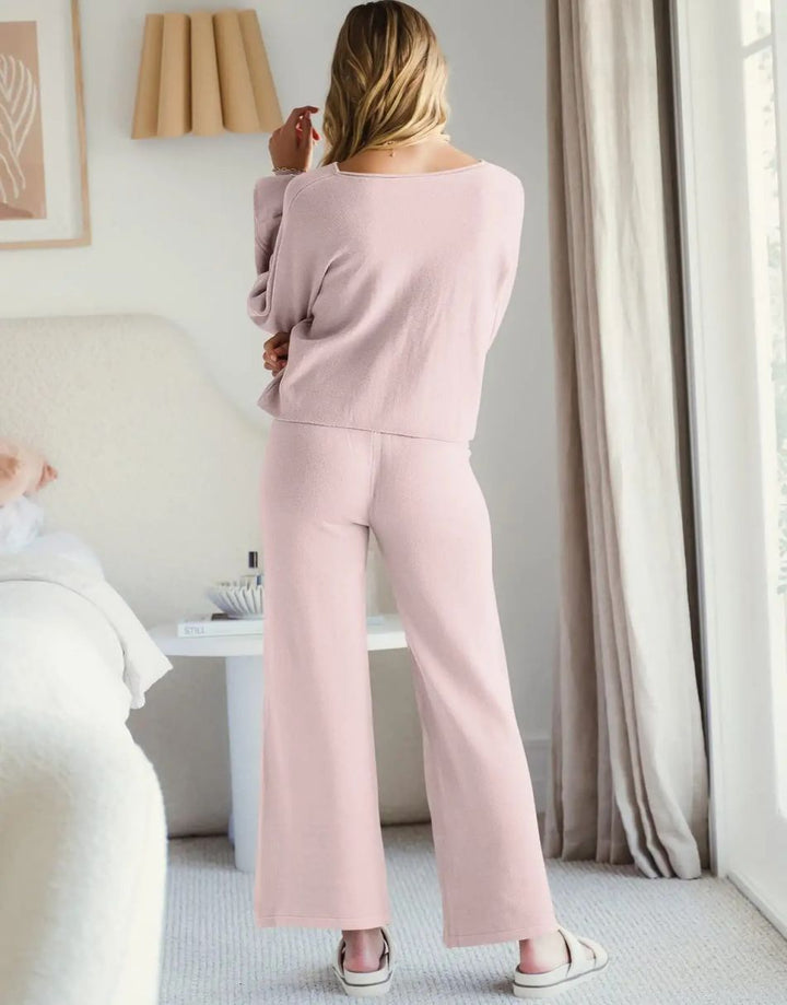 Anrabess Sweatsuit Crop Top with Wide Leg Pants  Sets