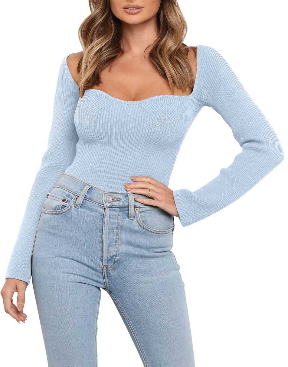 Anrabess Fitted Knit Ribbed Top Has the Most Flattering Neckline