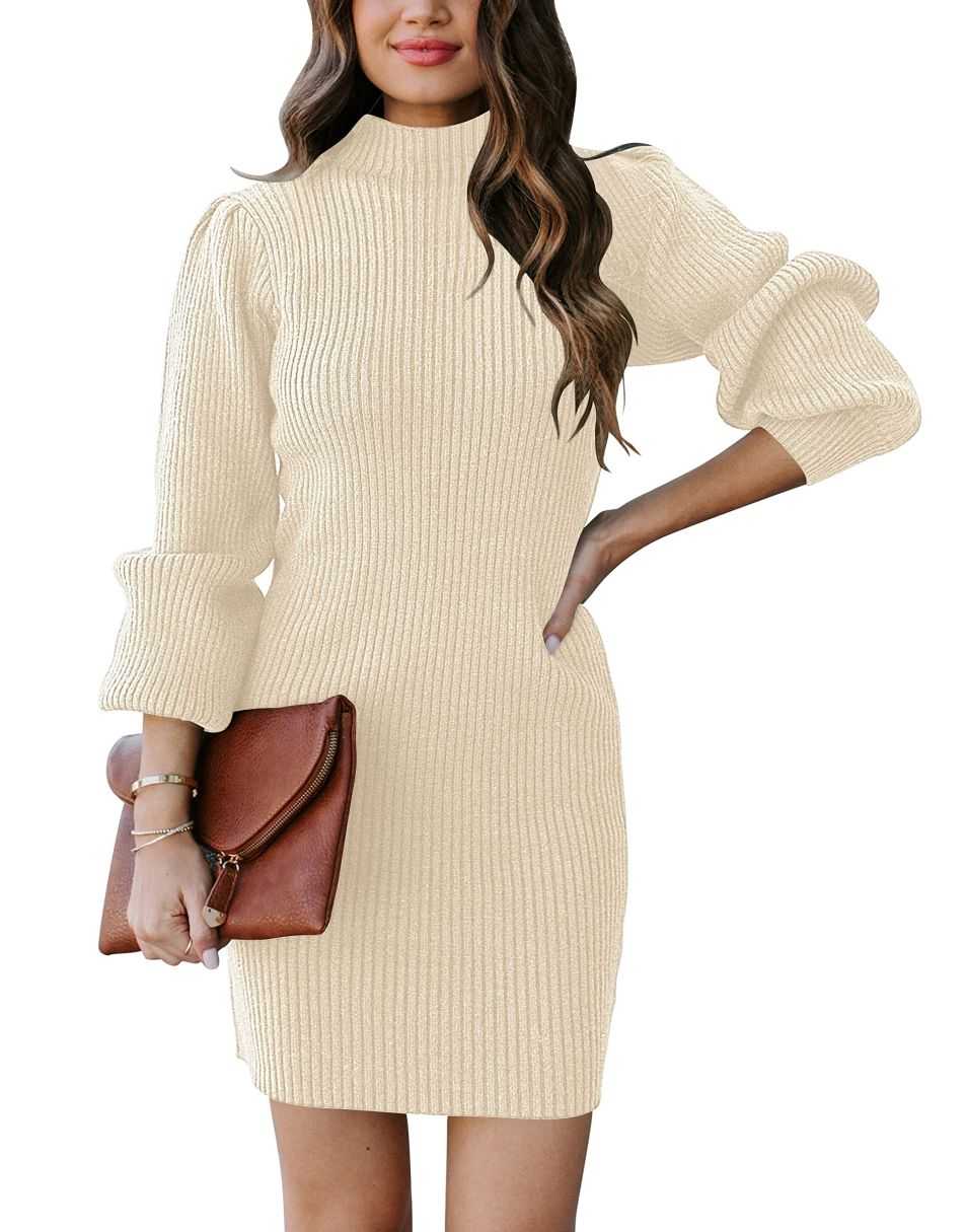 Aayomet Sweater Dress Women's Crewneck Long Sleeve Cable Knit Sweater  Dress Slouchy Oversized Pullover Dresses,C XL