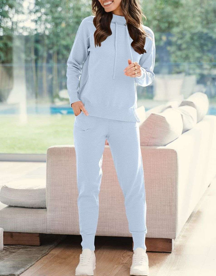 ANRABESS Women's Two Piece Outfits Long Sleeve Turtleneck Pullover Top & Drawstring Pants Sweatsuit Lounge Set