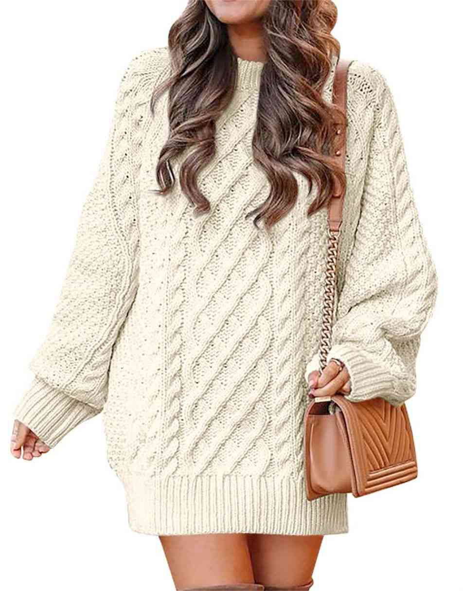 ANRABESS Cable Knit Chunky Oversized Sweater Dress ANRABESS Cable Knit Chunky Oversized Sweater Dress