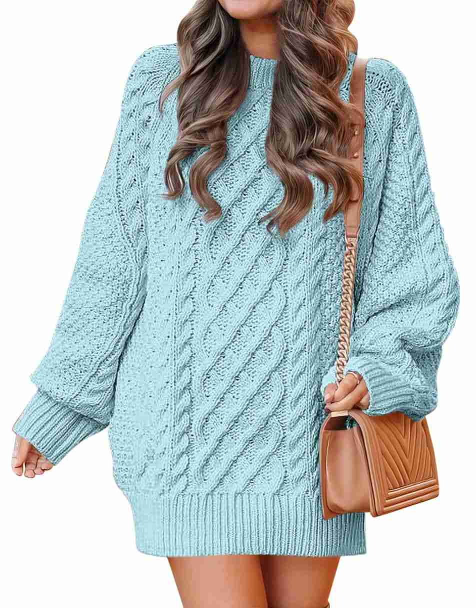 ANRABESS Womens Sweater Dress Oversized Cable Knit Chunky Long Sleeve