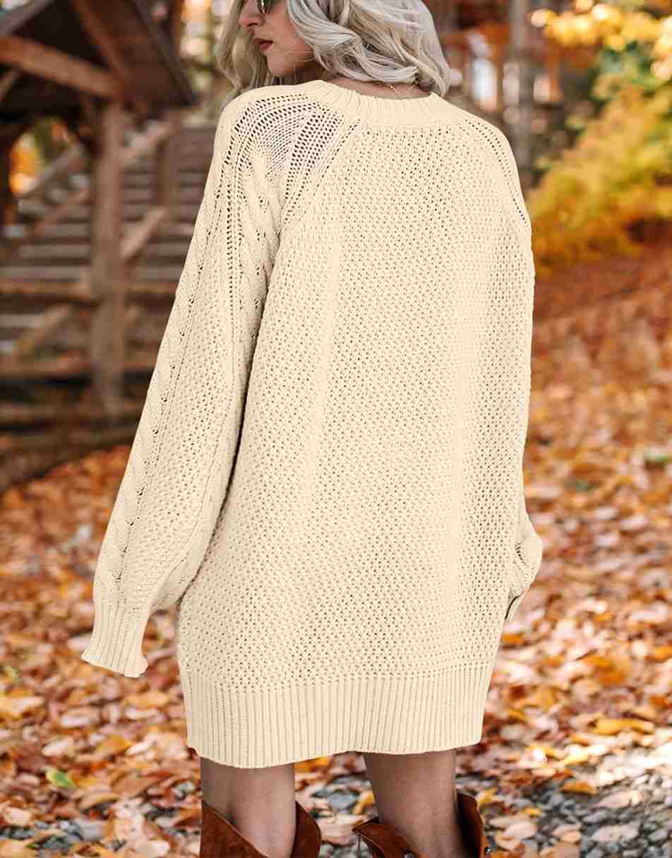 ANRABESS Cable Knit Chunky Oversized Sweater Dress ANRABESS Cable Knit Chunky Oversized Sweater Dress