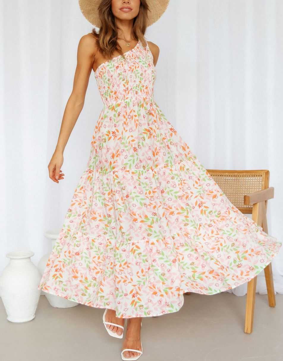 Boho Printed Sleeveless Smocked Tiered Maxi Dress Anrabess