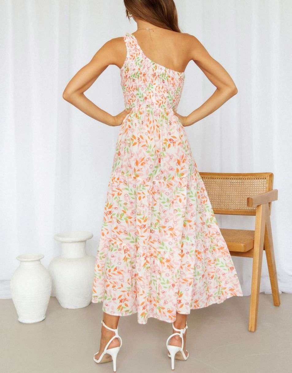 Boho Printed Sleeveless Smocked Tiered Maxi Dress Anrabess