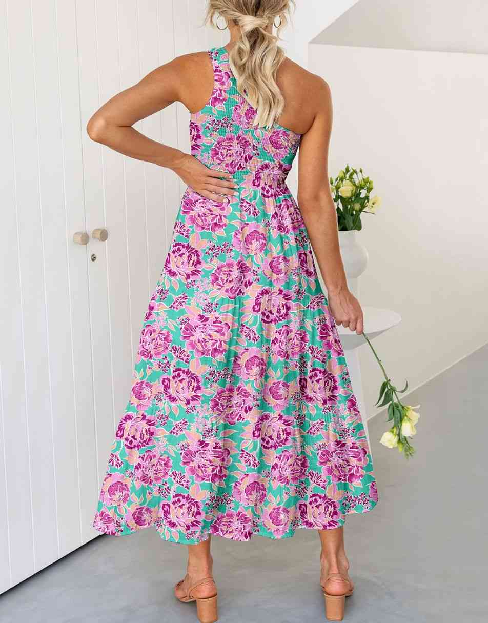 Boho Printed Sleeveless Smocked Tiered Maxi Dress Anrabess