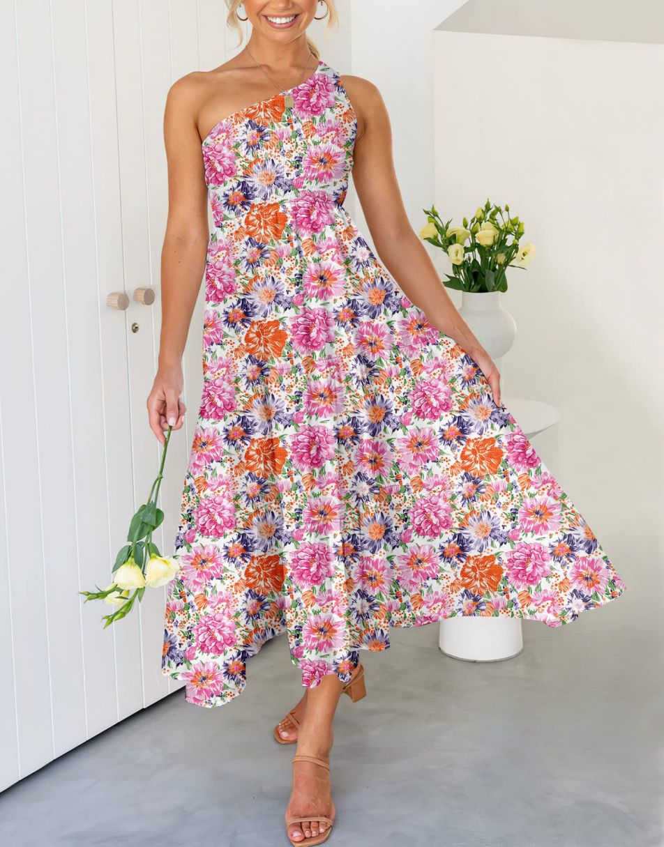 Boho Printed Sleeveless Smocked Tiered Maxi Dress Anrabess