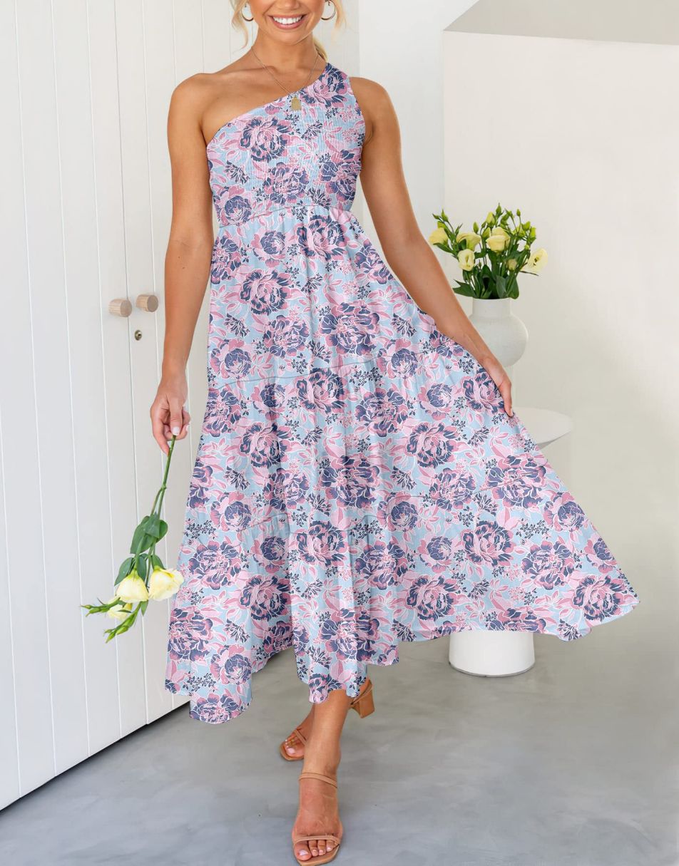 Boho Printed Sleeveless Smocked Tiered Maxi Dress Anrabess