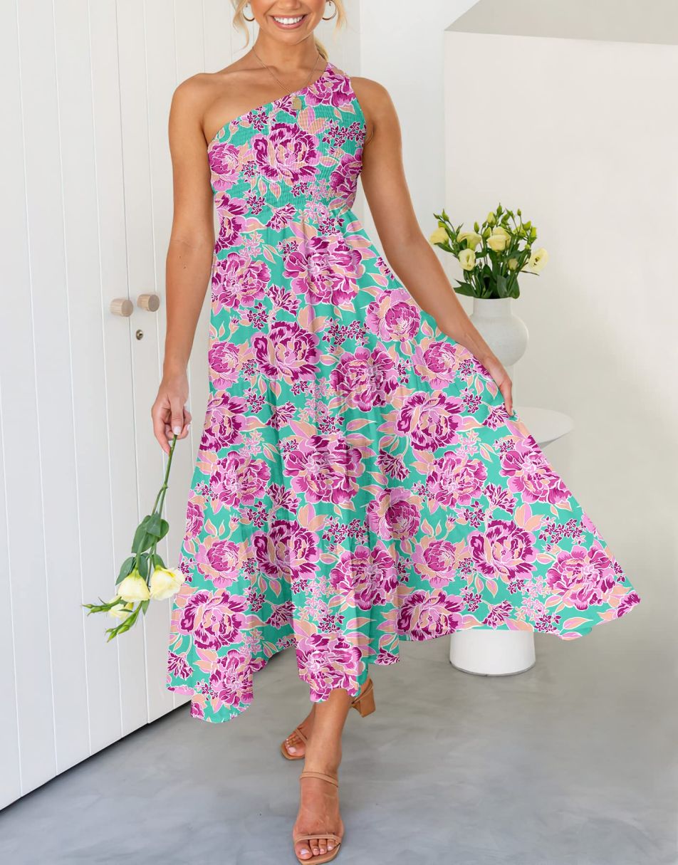 Boho Printed Sleeveless Smocked Tiered Maxi Dress Anrabess