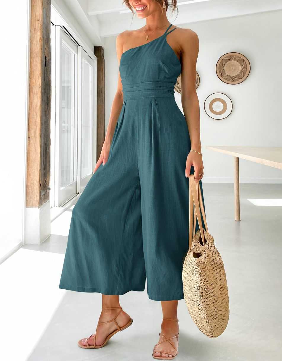 ANRABESS Air Essentials Jumpsuits for Women Casual Summer Romper Sleeveless  Wide Leg Long Pants Jumpsuit Jumper : : Clothing, Shoes 